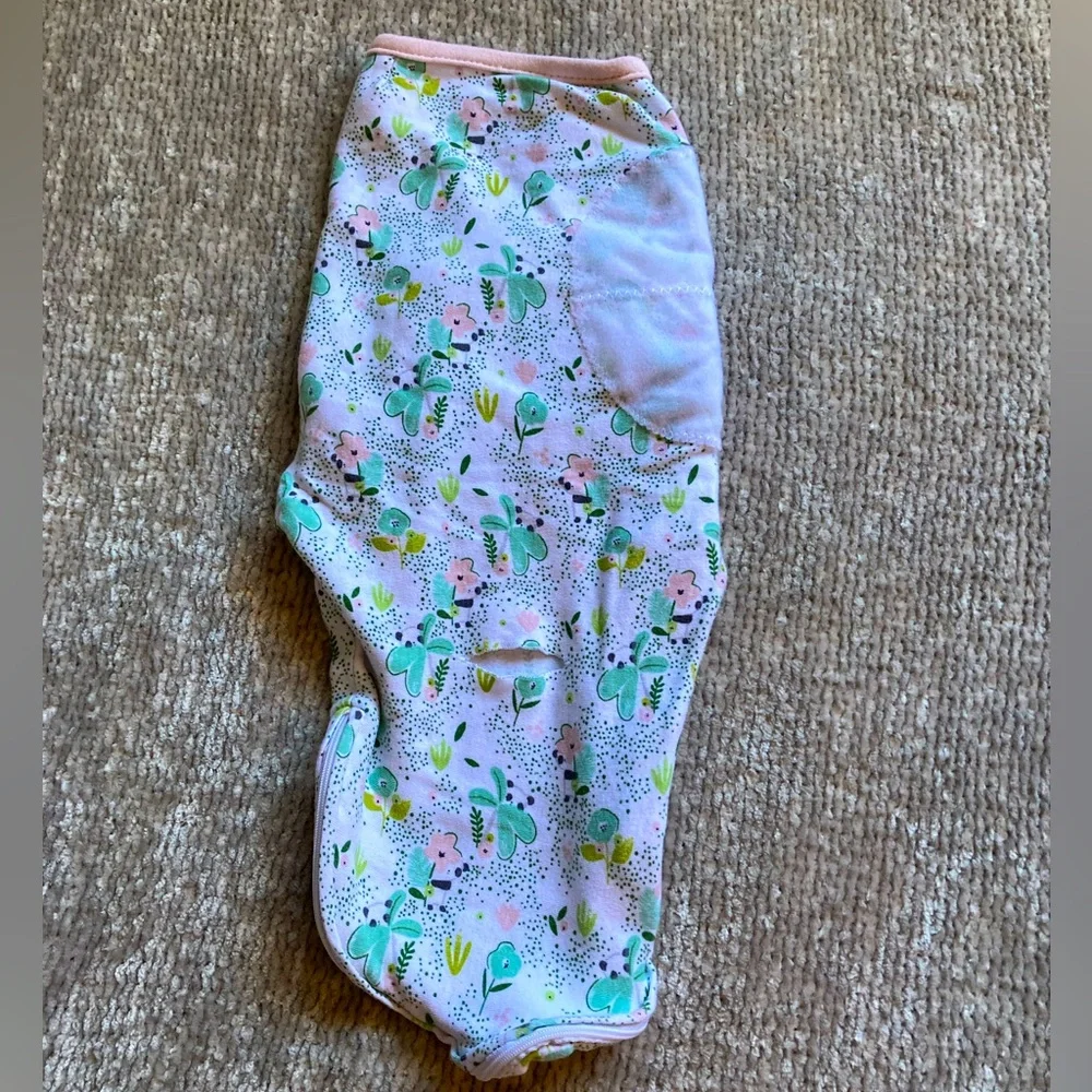 SwaddleMe Sleepsack‎ Floral Mint Pink 100% Cotton Sm/Med 7-14lbs